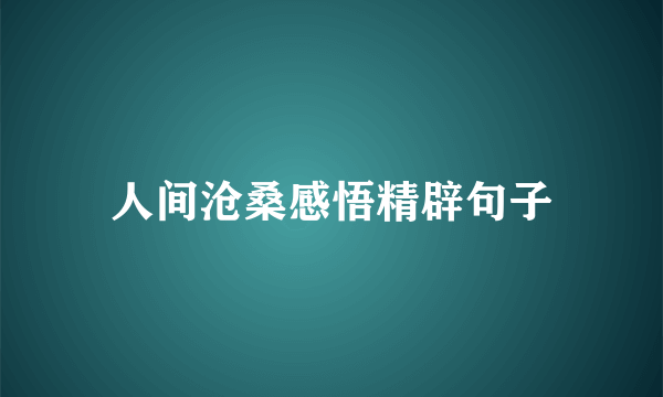 人间沧桑感悟精辟句子