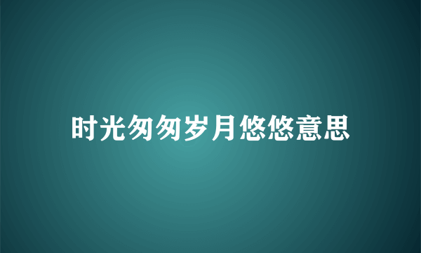 时光匆匆岁月悠悠意思