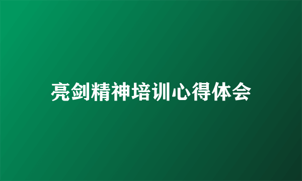 亮剑精神培训心得体会