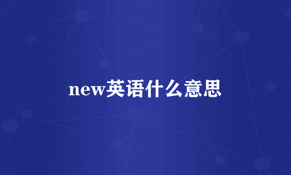 new英语什么意思