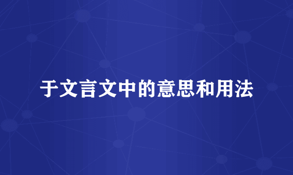 于文言文中的意思和用法