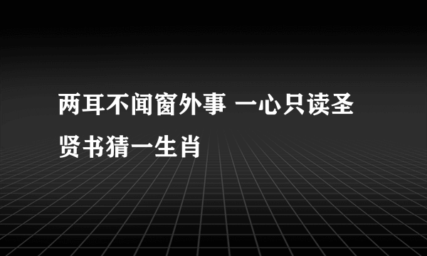 两耳不闻窗外事 一心只读圣贤书猜一生肖
