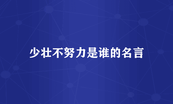 少壮不努力是谁的名言