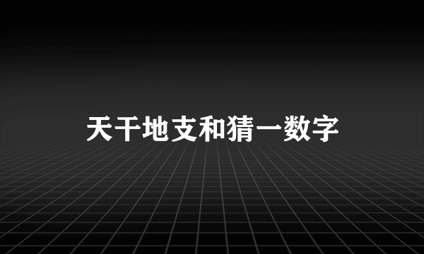 天干地支和猜一数字