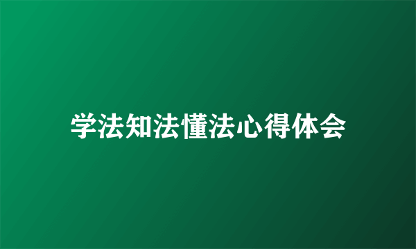 学法知法懂法心得体会