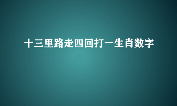 十三里路走四回打一生肖数字