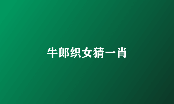 牛郎织女猜一肖