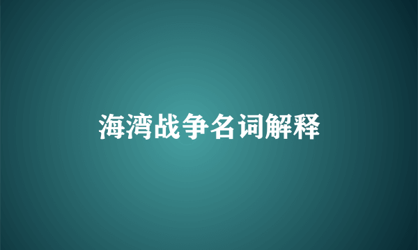 海湾战争名词解释