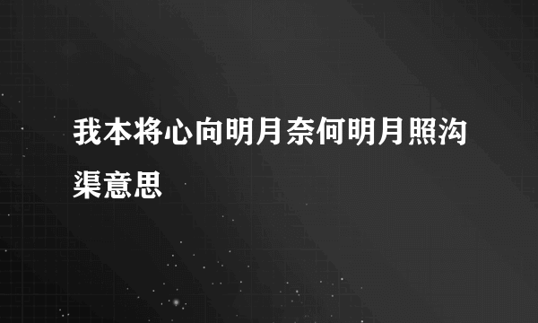 我本将心向明月奈何明月照沟渠意思
