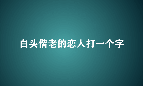白头偕老的恋人打一个字