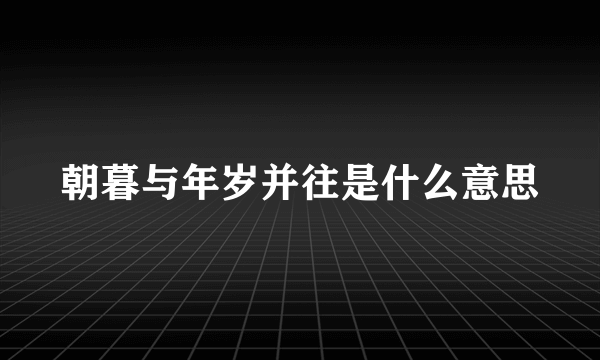 朝暮与年岁并往是什么意思