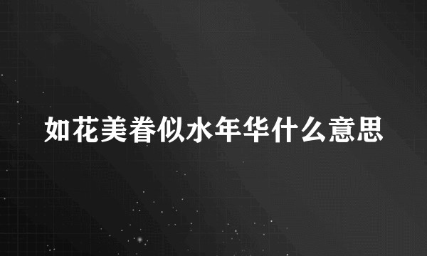 如花美眷似水年华什么意思