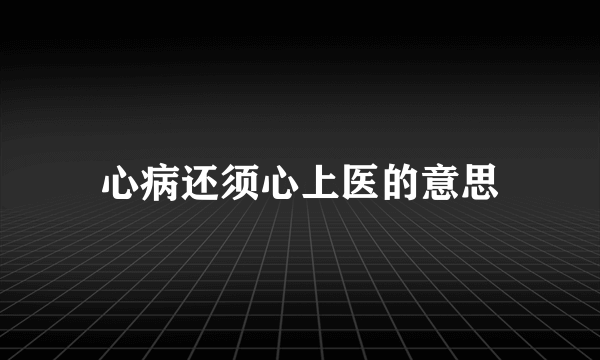 心病还须心上医的意思