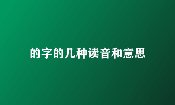 的字的几种读音和意思