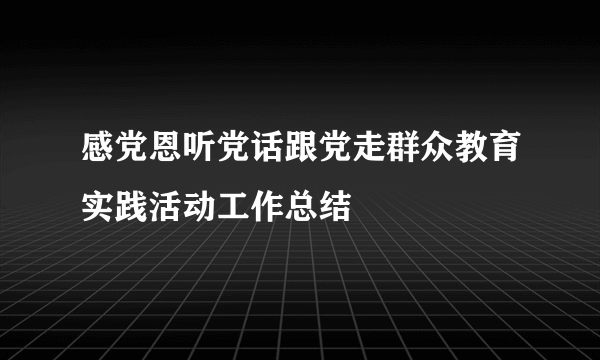感党恩听党话跟党走群众教育实践活动工作总结