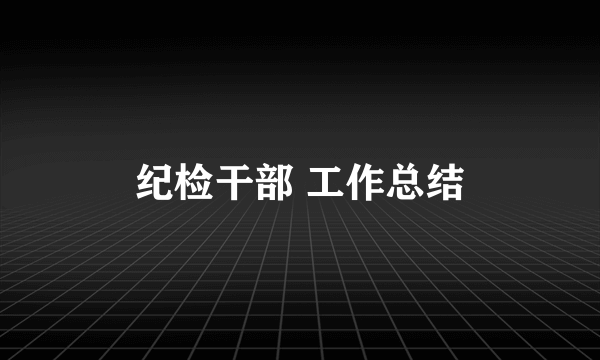 纪检干部 工作总结