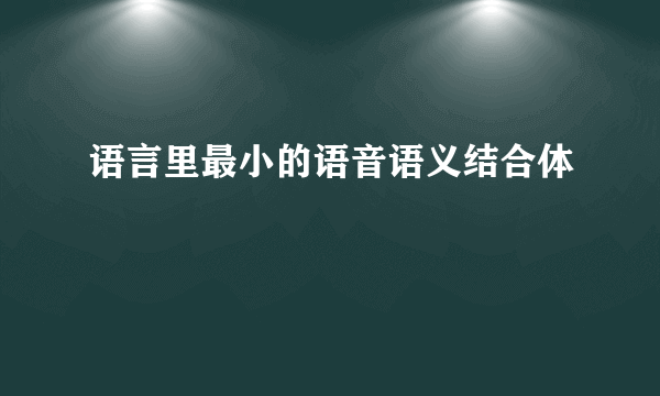 语言里最小的语音语义结合体