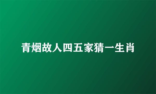 青烟故人四五家猜一生肖