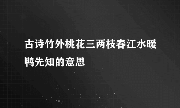 古诗竹外桃花三两枝春江水暖鸭先知的意思