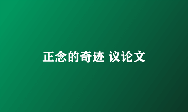 正念的奇迹 议论文