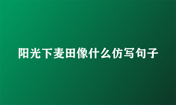 阳光下麦田像什么仿写句子