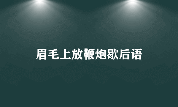 眉毛上放鞭炮歇后语