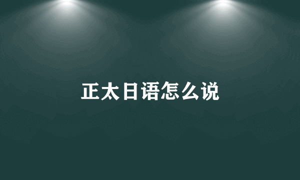 正太日语怎么说