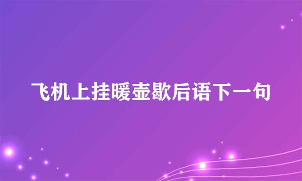 飞机上挂暖壶歇后语下一句