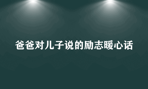 爸爸对儿子说的励志暖心话
