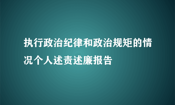 执行政治纪律和政治规矩的情况个人述责述廉报告