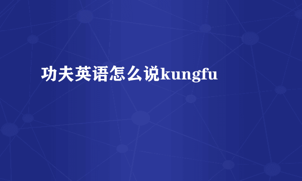 功夫英语怎么说kungfu