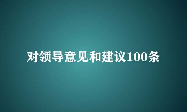 对领导意见和建议100条
