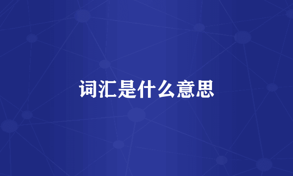 词汇是什么意思