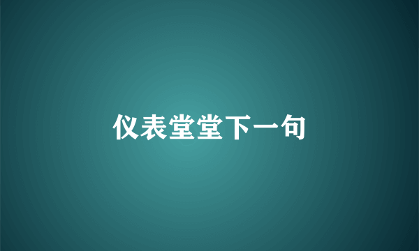 仪表堂堂下一句