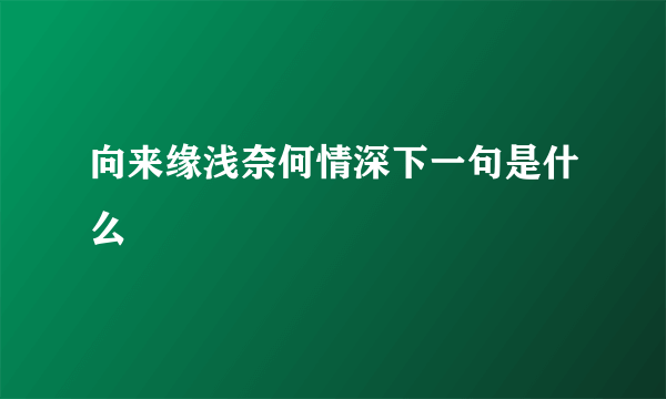 向来缘浅奈何情深下一句是什么