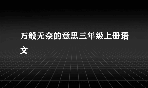 万般无奈的意思三年级上册语文