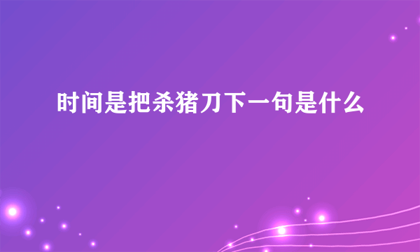 时间是把杀猪刀下一句是什么