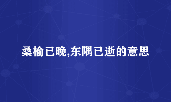 桑榆已晚,东隅已逝的意思