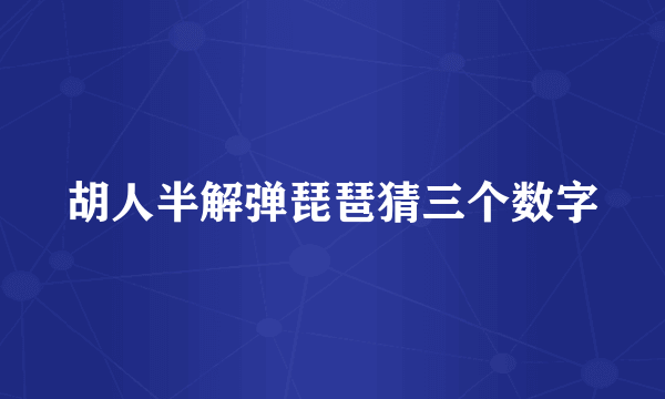 胡人半解弹琵琶猜三个数字