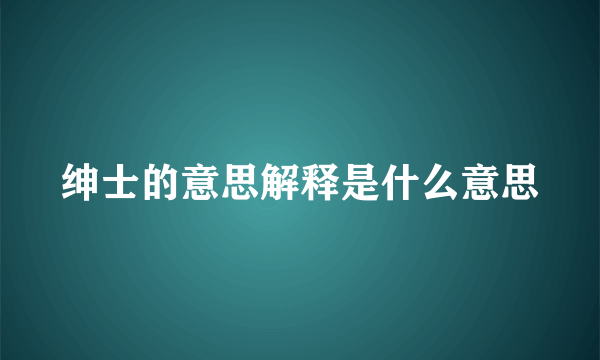 绅士的意思解释是什么意思