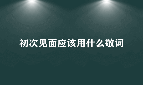 初次见面应该用什么敬词