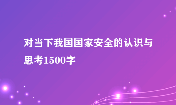 对当下我国国家安全的认识与思考1500字