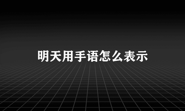 明天用手语怎么表示