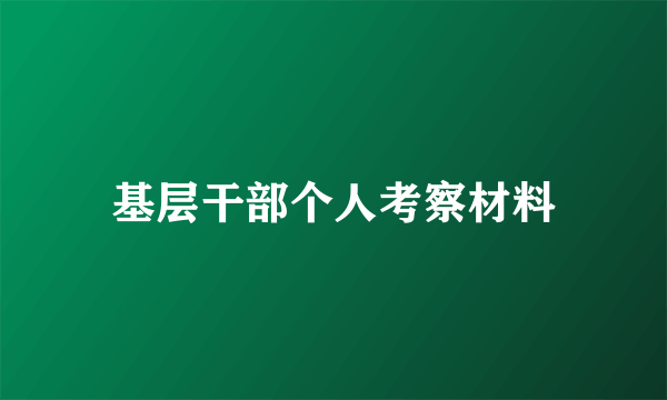 基层干部个人考察材料