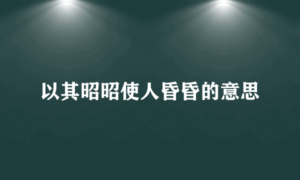以其昭昭使人昏昏的意思