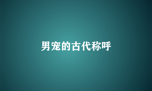 男宠的古代称呼