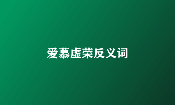 爱慕虚荣反义词