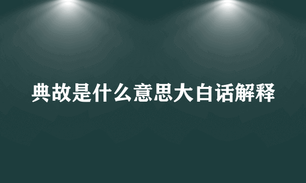 典故是什么意思大白话解释