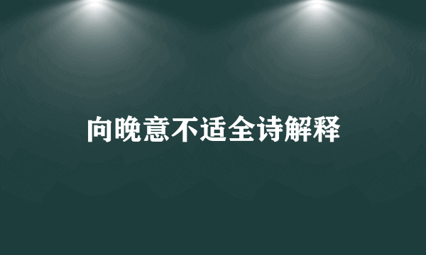 向晚意不适全诗解释