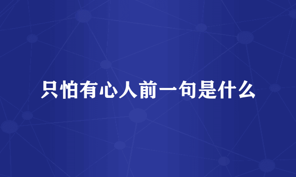 只怕有心人前一句是什么